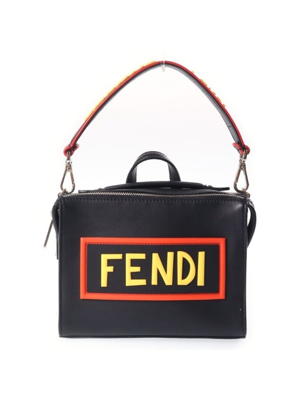 Fendi Little Monster Logo Cross Front Black Yellow Shoulder Bag